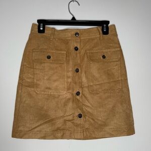 Banana Republic Camel faux Suede Button-Front Mini Skirt